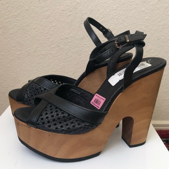 Free People Rendezvous black wood heel clog boho - Picture 9 of 9